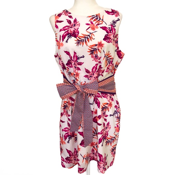 Tahari Dresses & Skirts - Tahari 97% Cotton Floral Tie-Waist Dress - 14